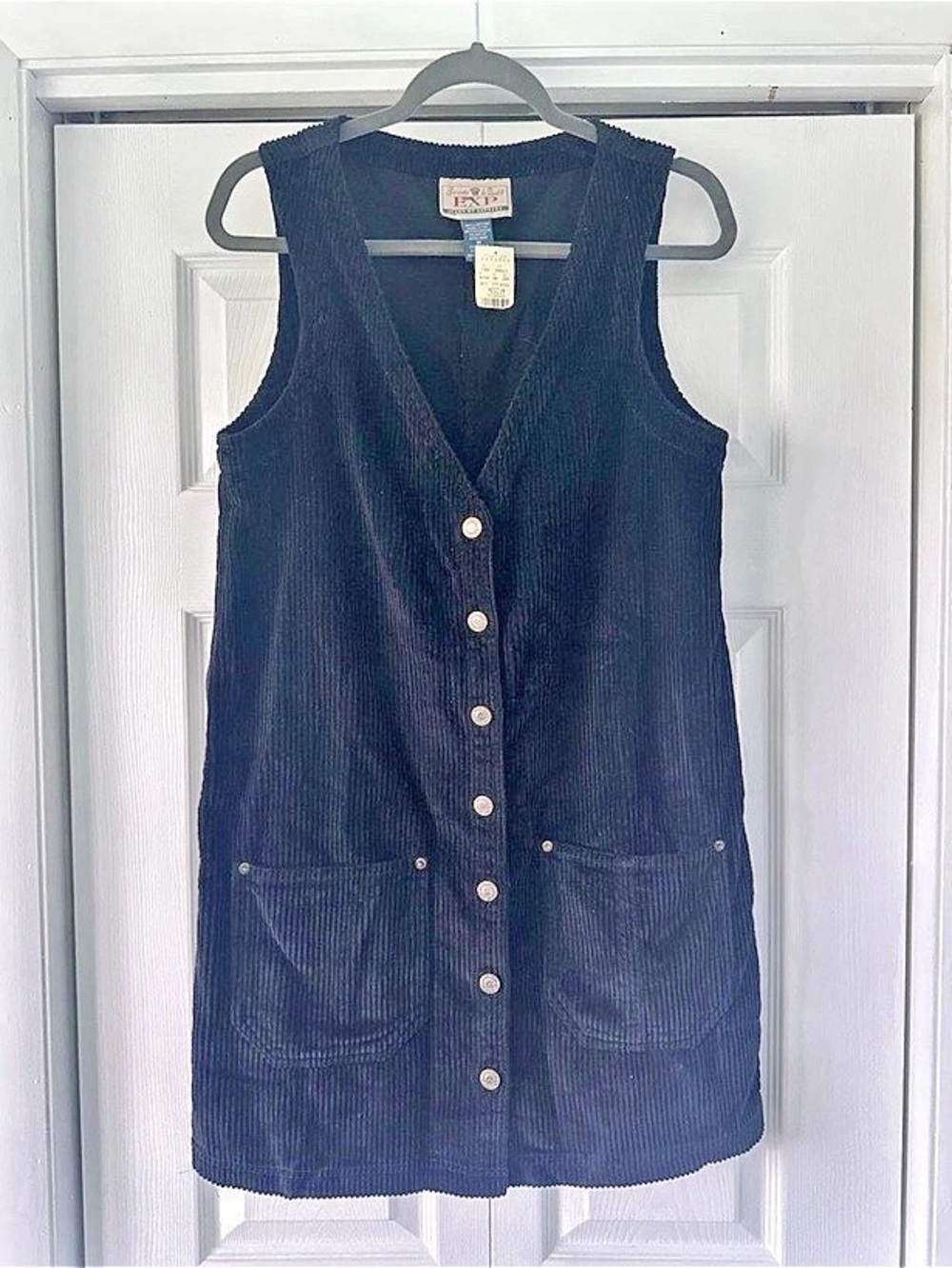Vintage Express Corduroy Jumper Dress in Black Size Medium Y2K NWT